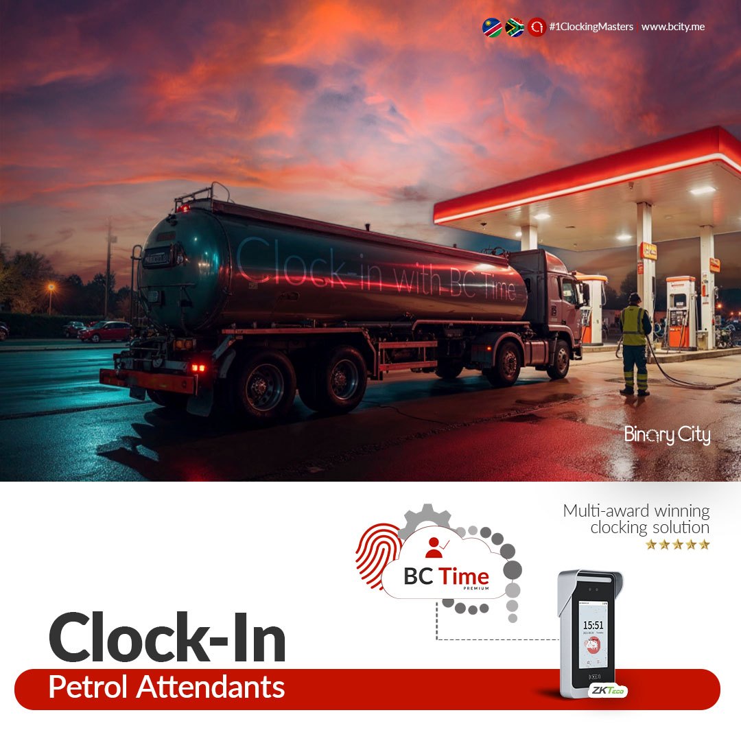 BC Time clocking solution for petrol station and garages with petrol tank and petrol attendant