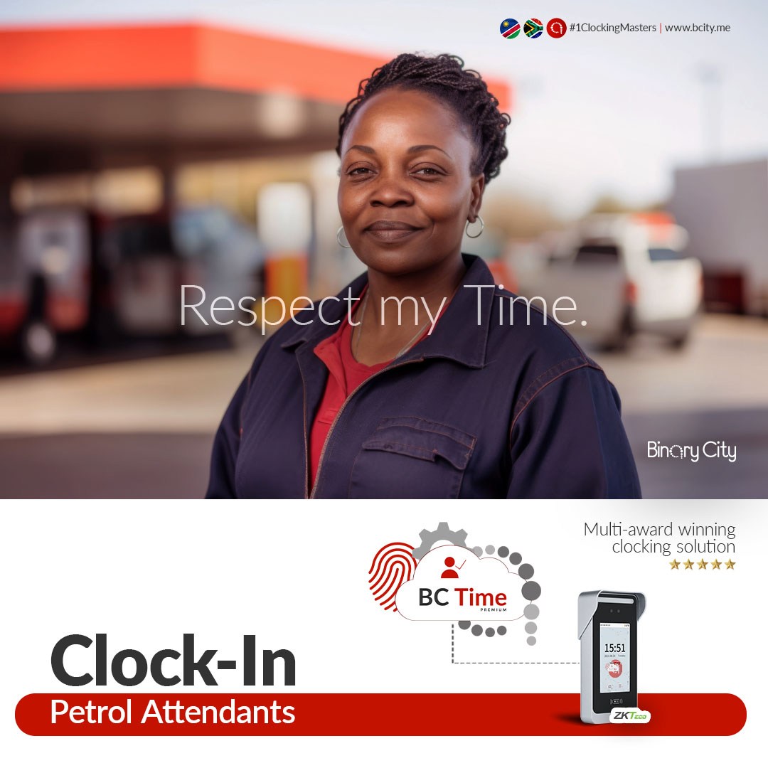 BC Time clocking solution for petrol station and garages with female petrol attendant