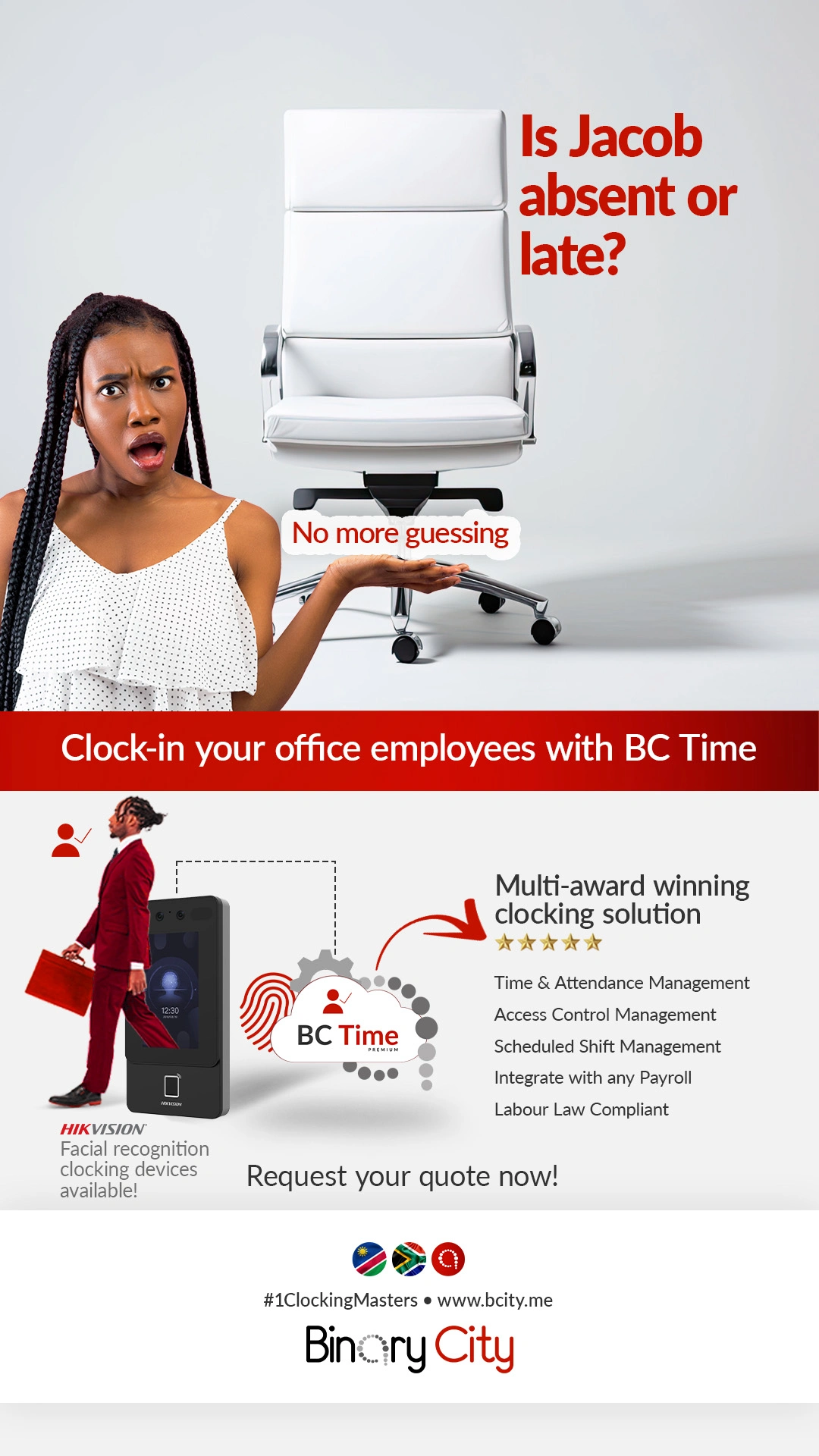 time and attendance and access control clocking solution for office workers